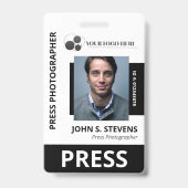 Zwarte foto- en logo pers-ID Badge (Voorzijde)