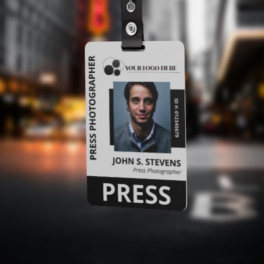 Zwarte foto- en logo pers-ID Badge