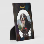 Zwarte foto engelenvleugels poot voeg naam toe hon fotoplaat (Zijkant)