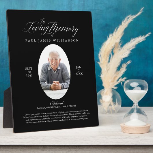 Zwarte foto-herinnering Geschenk voor Lieve Herinn Fotoplaat (Zijkant)