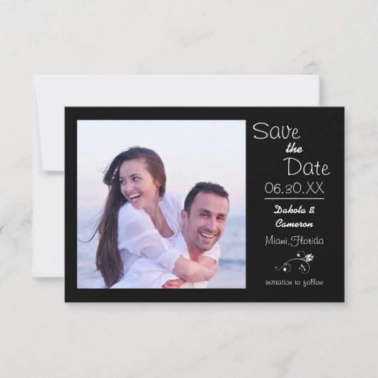 Zwarte Foto Horizontaal - 3x5 Save the Date (Voorkant)