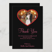 Zwarte foto in een hartkaart Hartelijk dank Bedankkaart (Voorkant / Achterkant)
