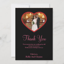 Zwarte foto in een hartkaart Hartelijk dank