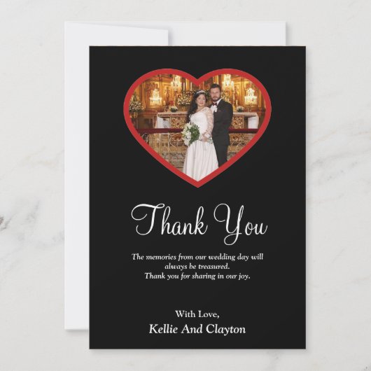 Zwarte foto in een hartkaart Hartelijk dank Bedankkaart (Voorkant)