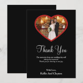 Zwarte foto in een hartkaart Hartelijk dank Bedankkaart (Voorkant / Achterkant)