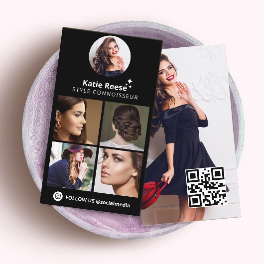 Zwarte foto Instagram sociale media, QR-code Visitekaartje