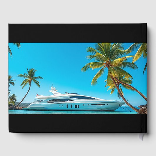 Zwarte foto jachtboot gastenboek (Achterkant)