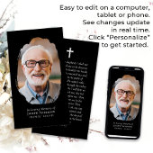 Zwarte foto Kruis Memorial Gebed Kaart Contactkaartje