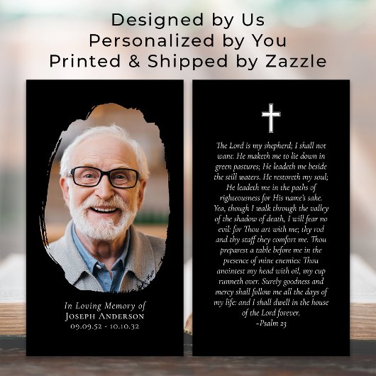 Zwarte foto Kruis Memorial Gebed Kaart Contactkaartje