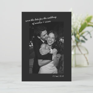 Zwarte Foto Minimalistische Moderne Trouwdag Donke Save The Date