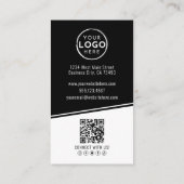 Zwarte Foto QR Code Logo Verticaal Visitekaartje (Achterkant)