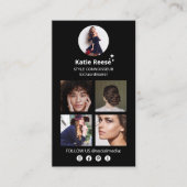 Zwarte foto Social Media Influencer Visitekaartje (Voorkant)