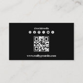 Zwarte foto sociale media netwerkpictogrammen visitekaartje (Achterkant)