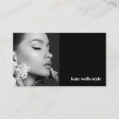 Zwarte foto sociale media netwerkpictogrammen visitekaartje (Voorkant)