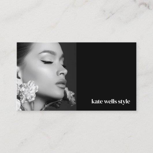 Zwarte foto sociale media netwerkpictogrammen visitekaartje (Voorkant)