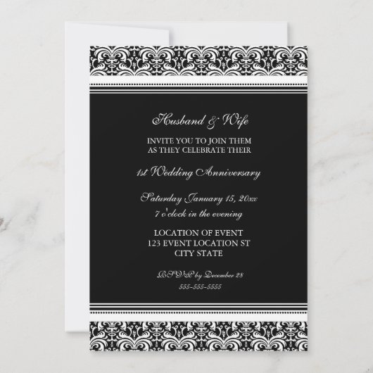 Zwarte foto uitnodiging 1e verjaardagsfeest (Achterkant)