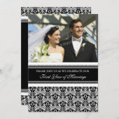 Zwarte foto uitnodiging 1e verjaardagsfeest (Voorkant / Achterkant)