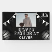 Zwarte foto van Basketball Ball Bunting Flags Birt Spandoek (Horizontaal)