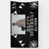 Zwarte foto van Basketball Ball Bunting Flags Birt Spandoek (Verticaal)