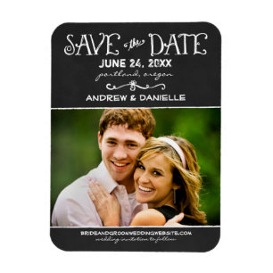 Zwarte foto van Rustic Script Chalkboard Wedding B Magneet