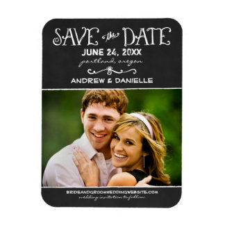 Zwarte foto van Rustic Script Chalkboard Wedding B Magneet