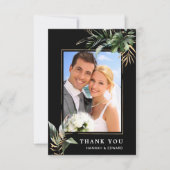 Zwarte foto van Tropical Foliage Wedage Bedankkaart (Voorkant)
