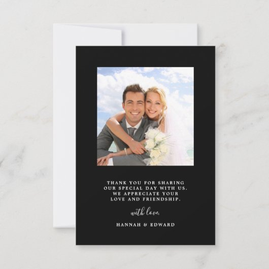 Zwarte foto van Tropical Foliage Wedage Bedankkaart (Achterkant)