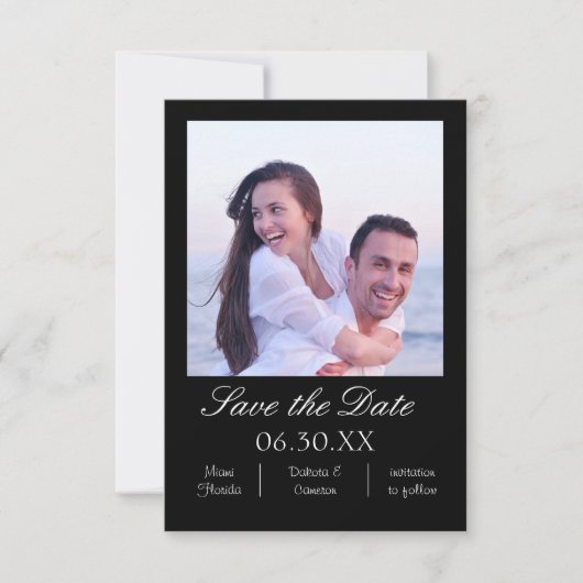 Zwarte Foto Verticaal - 3x5 Save the Date (Voorkant)