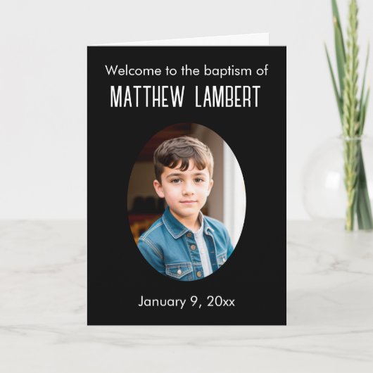 Zwarte foto voorkant polka-dot gevouwen doop programma (Voorkant)