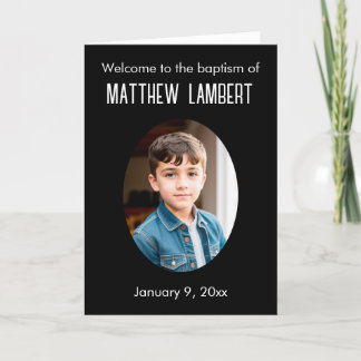 Zwarte foto voorkant polka-dot gevouwen doop programma