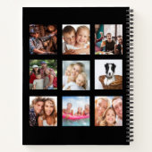 Zwarte fotocollage met monogram moderne agenda (Achterkant)