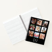 Zwarte fotocollage met monogram moderne agenda (Binnen)