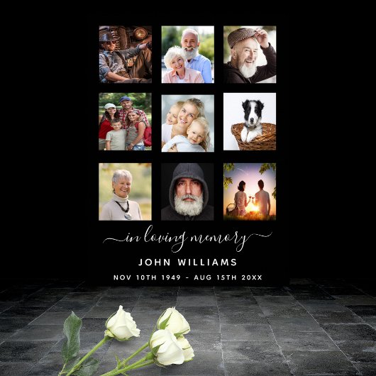 Zwarte fotocollage rouwbetoon rouwplechtigheid poster