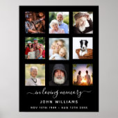 Zwarte fotocollage rouwkaart herdenking poster (Voorkant)