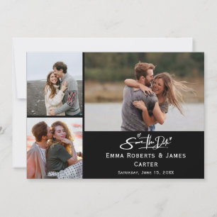 Zwarte Fotocollage Save the Date Kaart
