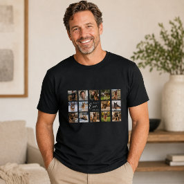 Zwarte fotocollage vader hond papa t-shirt
