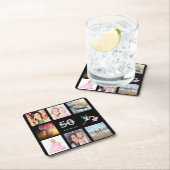 Zwarte fotocollage voor 50e verjaardagsfeestje kartonnen onderzetters (Insitu)