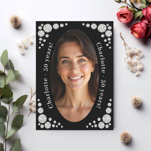 Zwarte fotodiamanten verjaardag kaart