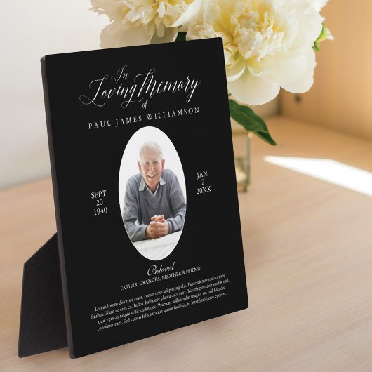 Zwarte Fotoherdenkingsgeschenk met Liefdevolle Her Fotoplaat