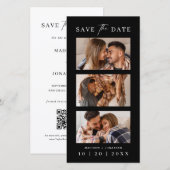 Zwarte Fotohokje Strook Boeklegger Bruiloft Save The Date (Voorkant / Achterkant)