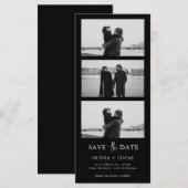 Zwarte fotostrip bruiloft Save The Date (Voorkant / Achterkant)