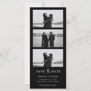 Zwarte fotostrip bruiloft Save The Date
