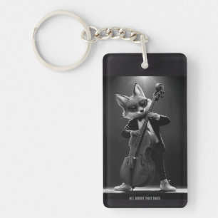 Zwarte Fox Bassist Stage Optreden Sleutelhanger