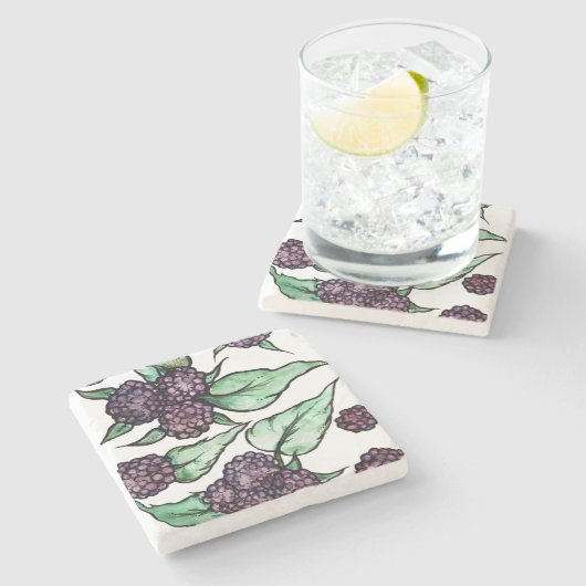 Zwarte frambozen stenen onderzetter (Zijkant)