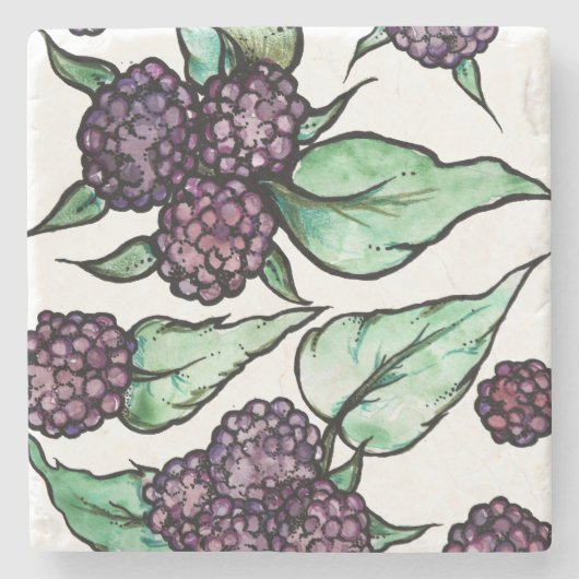 Zwarte frambozen stenen onderzetter (Voorkant)