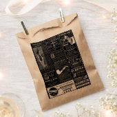 Zwarte Franse antiek krant Victoriaans Bedankzakje (Geknipt)