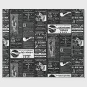 Zwarte Franse antiek krant Victoriaans Cadeaupapier (Vlak)