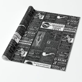 Zwarte Franse antiek krant Victoriaans Cadeaupapier