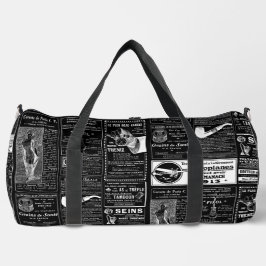 Zwarte Franse antiek krant Victoriaans Plunjezak