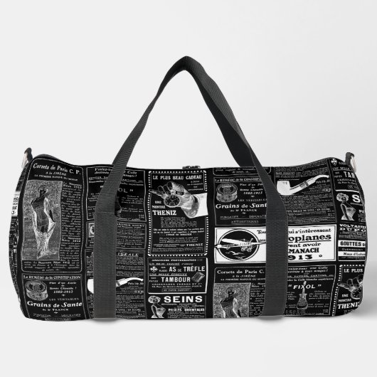 Zwarte Franse antiek krant Victoriaans Plunjezak (Voorkant)